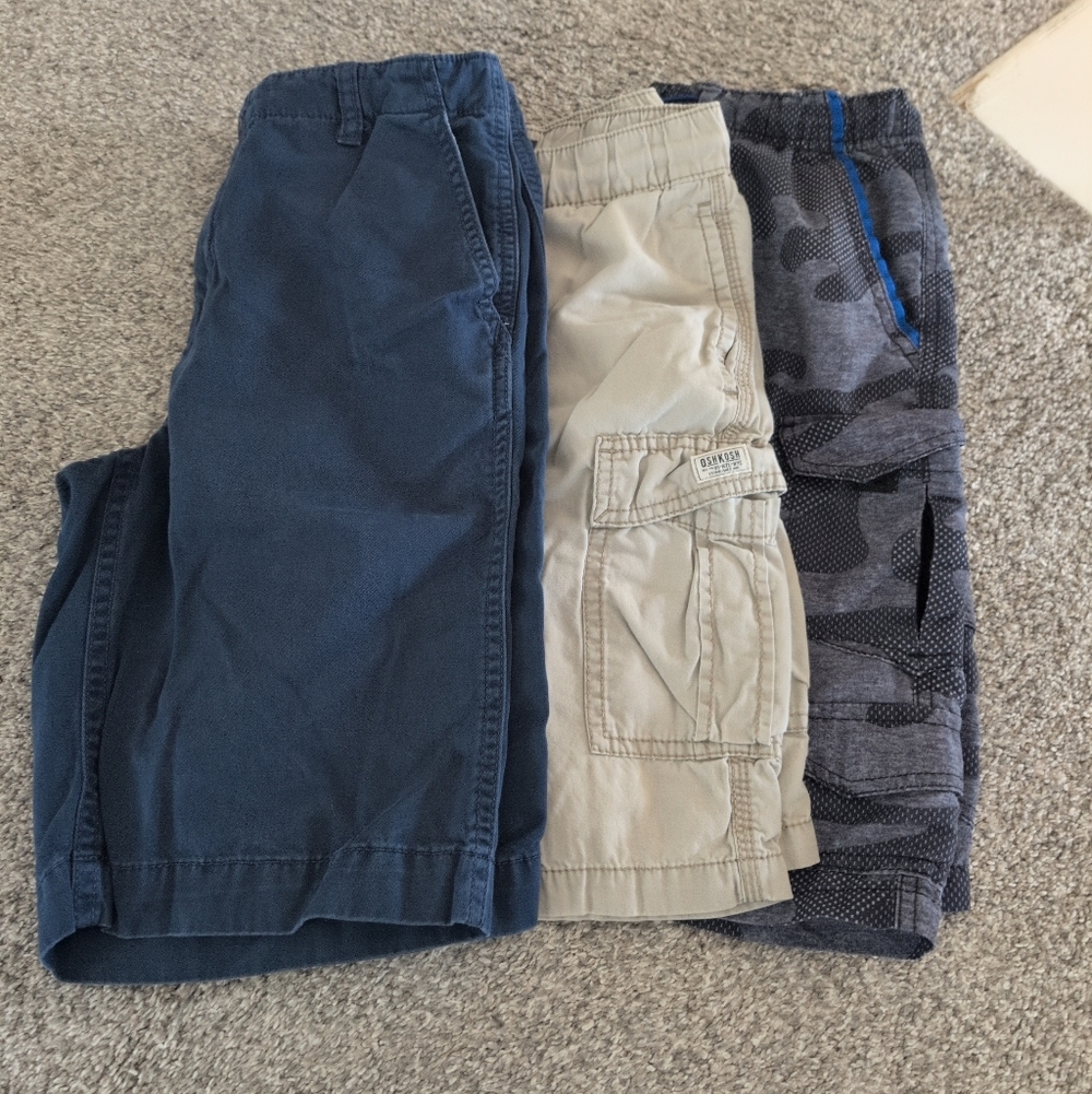 Kids Cargo Shorts Set - Blue, Beige, and Gray